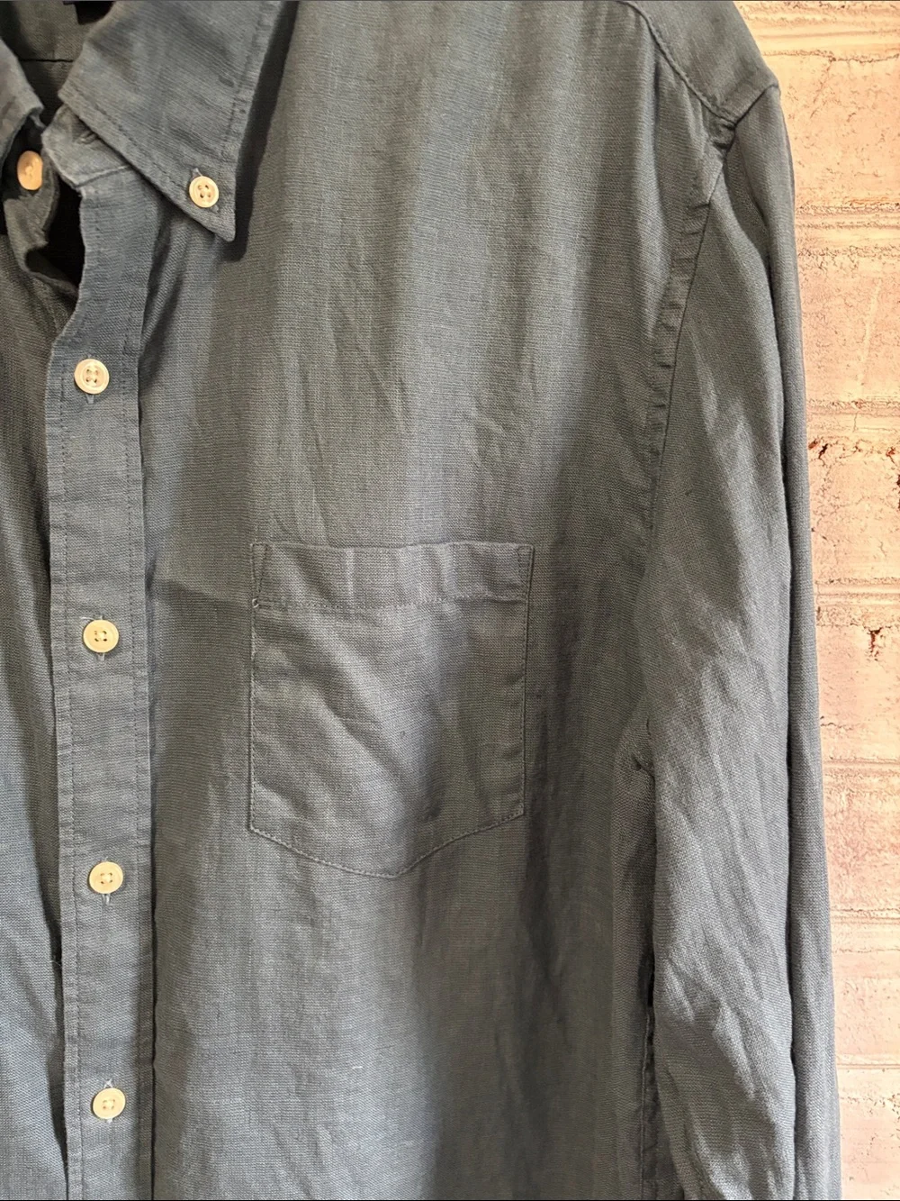 J. Crew Men's Linen Blend Button-Down Shirt Size Large